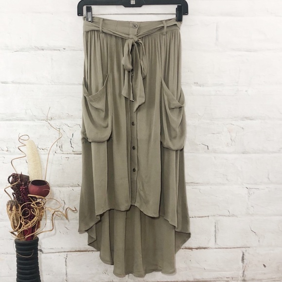 Khaki Midi Skirt - Picture 2 of 5